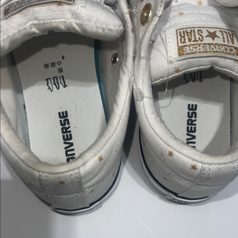 Converse Kids White and Gold Star Sneakers - Picture 9 of 9